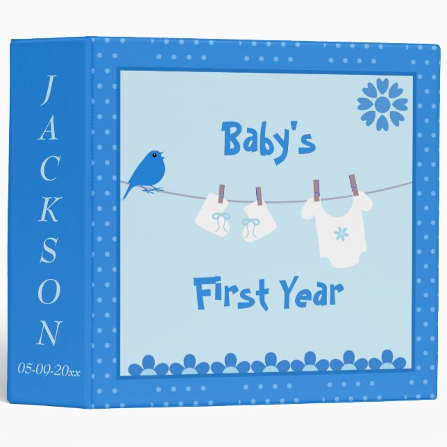 "Baby's 1st Year" Baby Boy Baby Book/Photo Album 3 Ring Binder (Front/Spine)