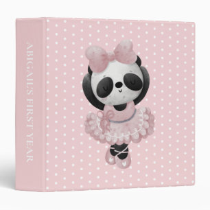 Baby's 1st Year Ballerina Panda Bear Polka Dots 3 Ring Binder