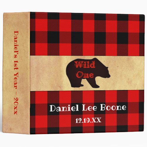 Babys 1st Year Lumberjack Plaid Photo Album Binder