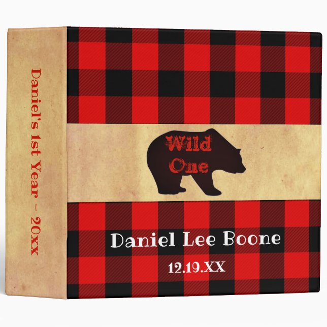 Baby's 1st Year Lumberjack Plaid Photo Album Binder (Front/Spine)