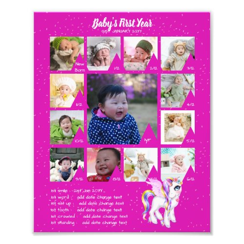 BABYS 1st YEAR PHOTO COLLAGE 8x12 5 or less