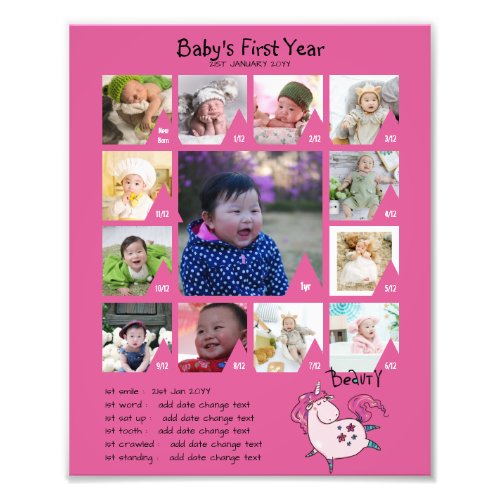 BABYS 1st YEAR PHOTO COLLAGE 8x12 5 or less