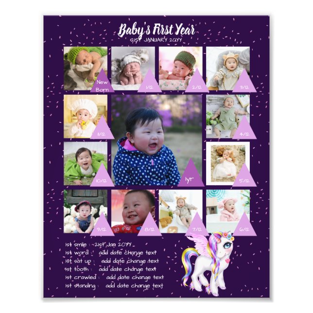 BABYS 1st YEAR PHOTO COLLAGE 8x12 $5 or less! Print (Front)