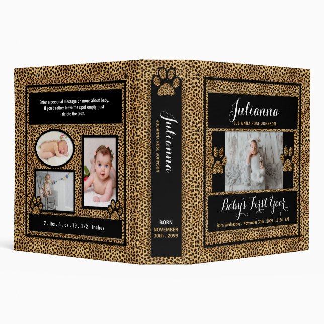 Baby's 1st Year Photo Scrapbook Cheetah Print Binder (Background)