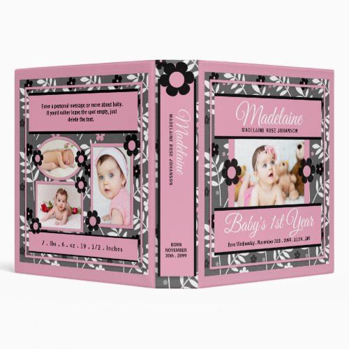 Babys 1st Year Photo Scrapbook Pink Binder