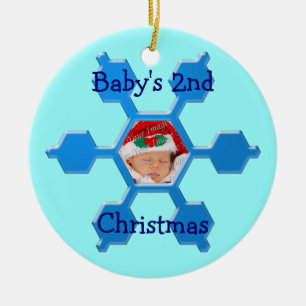Baby's 2nd Christmas Blue Snowflake Ornament