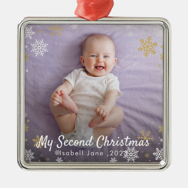 Baby's 2nd Christmas Red Snowflake Ornament (Front)