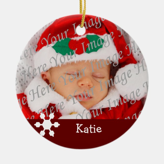 Baby's 2nd Christmas Red Snowflake Ornament (Front)