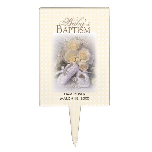 Babys Baptism Neutral   Customizable Name Cake Topper