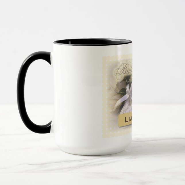 Baby's Baptism Neutral, Customizable Name, Liam Mug (Left)