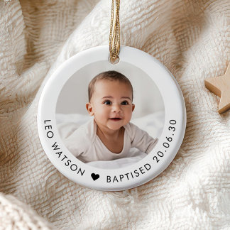 Baby's Baptism Photo Keepsake Ceramic Ornament