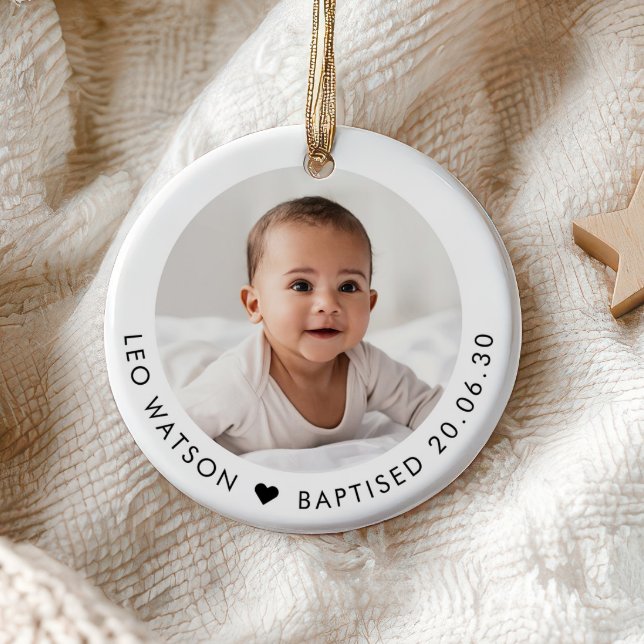 Baby's Baptism Photo Keepsake Ceramic Ornament (Zazzle Baby's Baptism Photo Keepsake Ceramic Ornament)