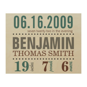 Baby's Birth Date Details - Sand & Sea Wood Wall Decor