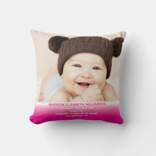 Baby's Birth Record Stats Photo Throw Pillow