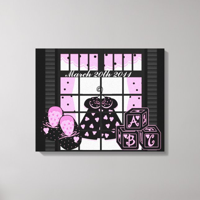 Baby's Birthdate Wrapped Canvas Print (Front)