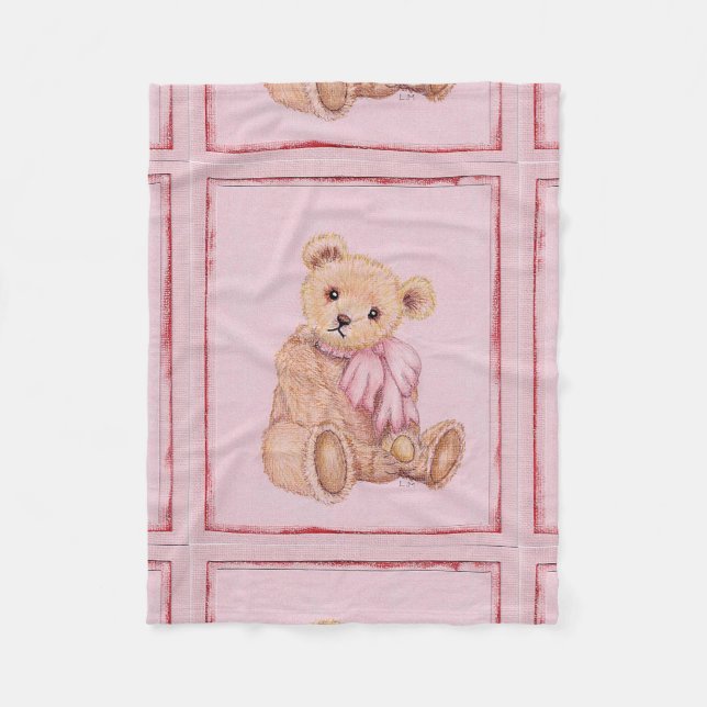 Baby's blanket, Teddy bear,Pink (Front)