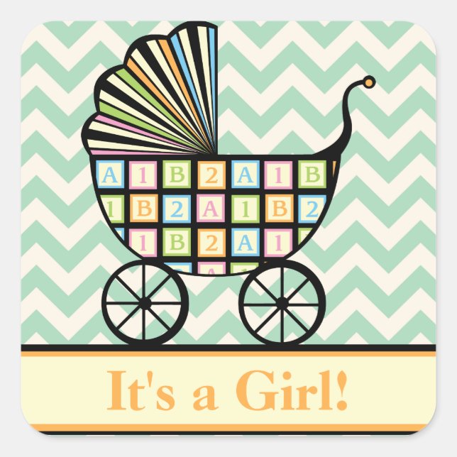 Baby's Blocks Stroller Announcement Sticker (Front)