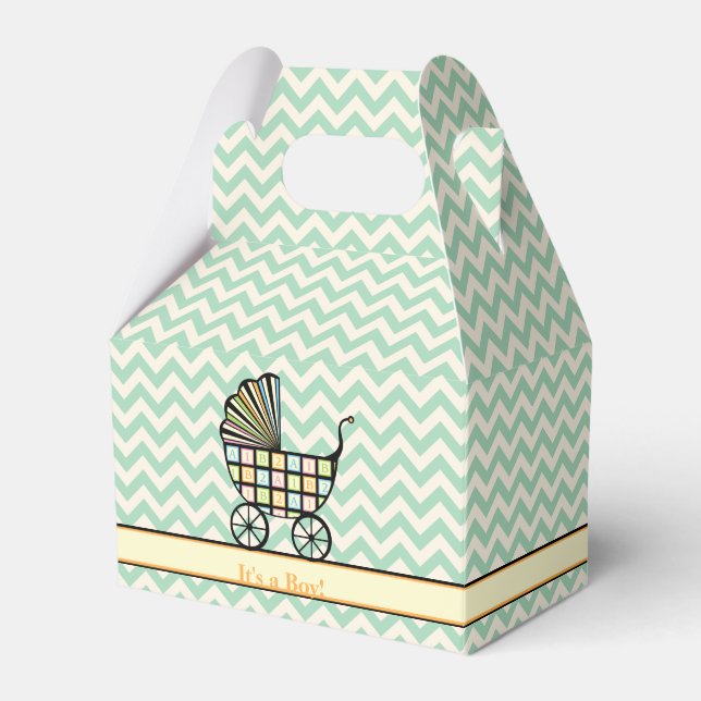 Baby's Blocks Stroller Baby Shower Favor Box (Front Side)