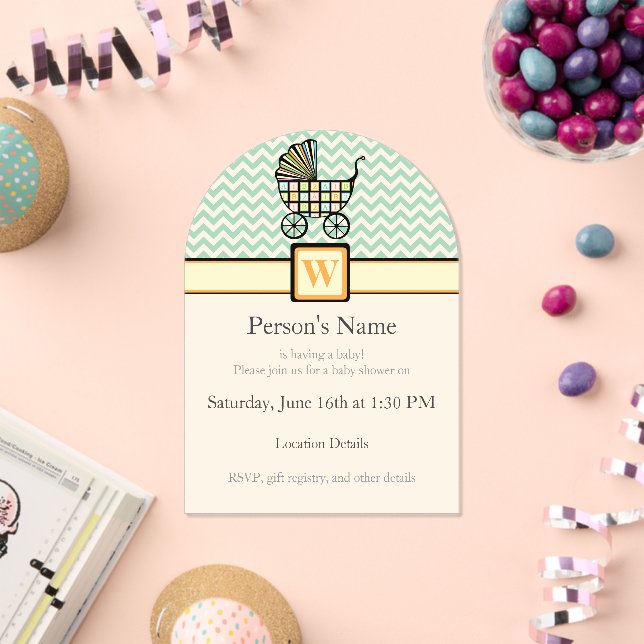 Baby's Blocks Stroller Shower Acrylic Invitations (Insitu (Celebration))