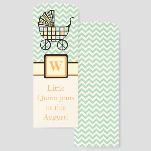 Baby's Blocks Stroller Shower Bookmark Favor