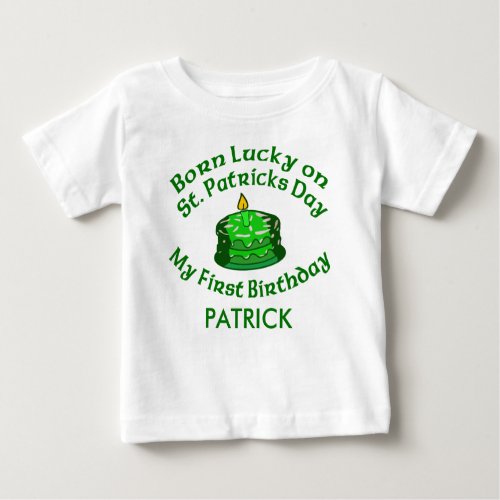 Babys Born on St Patricks Day Customizable Baby T_Shirt