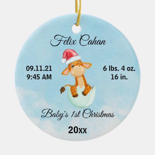 Babys Boy First Christmas 2023 Custom Photo Ceramic Ornament