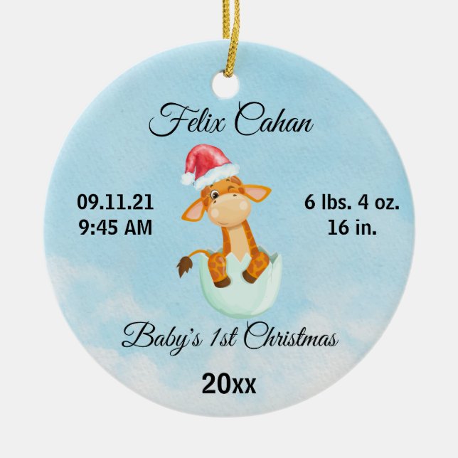 Baby's Boy First Christmas 2023 Custom Photo Ceramic Ornament (Front)