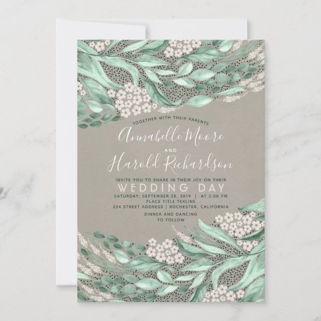 Baby's Breath and Greenery Elegant Rustic Wedding Invitation (Front)