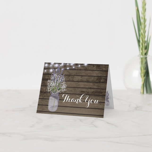 Baby's Breath and Lavender Jar Thank You Card (Front)