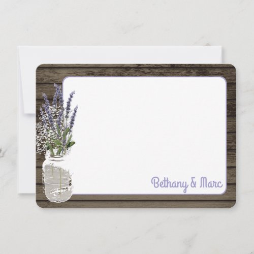 Babys Breath and Lavender Jar Thank You Note Card