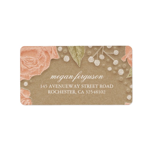 Baby's Breath and Pink Roses Wedding Label (Front)