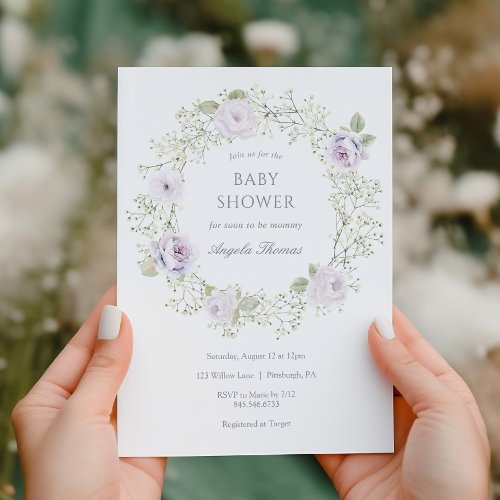 Baby's Breath and Purple Roses Baby Shower