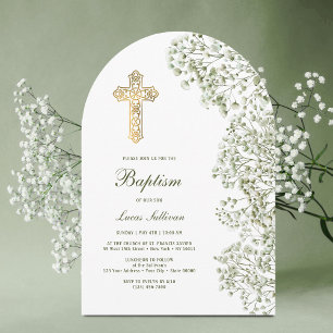 Baby's Breath Arch Baptism Invitation