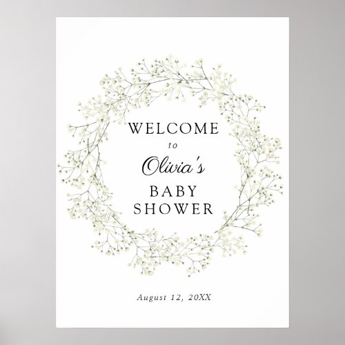 Babys Breath Baby Shower Welcome Poster