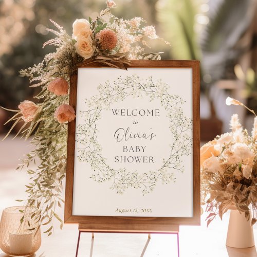Babys Breath Baby Shower Welcome Sign