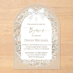 Baby's breath Baptism boy Acrylic Invitation