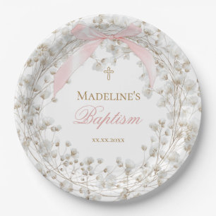baby's breath   Baptism girl Paper Plates