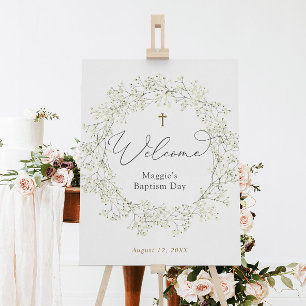 Baby's Breath Baptism or Communion Welcome Foam Board