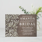 Baby's Breath Barn Wood Bridal Shower Invitations (Standing Front)
