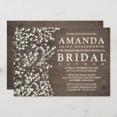 Baby's Breath Barn Wood Bridal Shower Invitations (Front/Back)