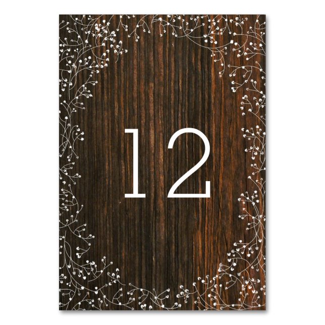 Baby's Breath Barn Wood Table Number (Front)
