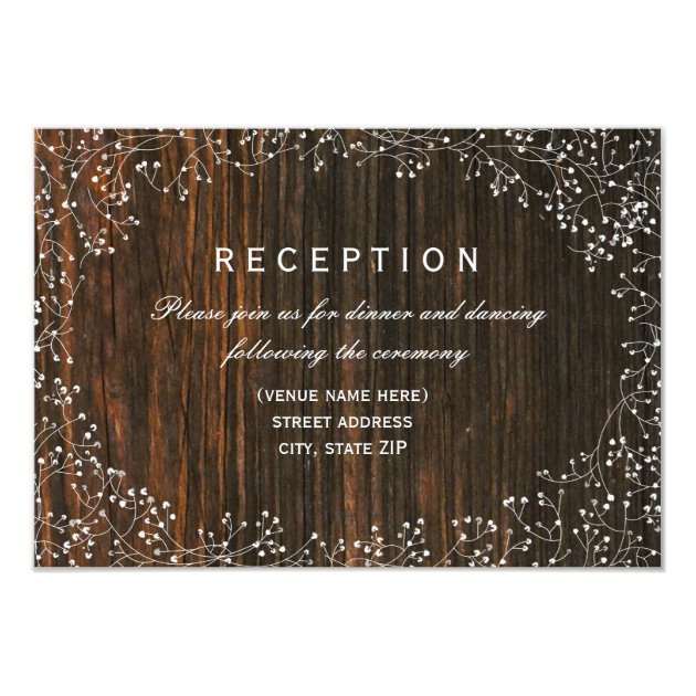 Baby's Breath Barnwood Inspired Reception Card