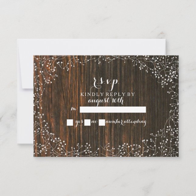 Baby's Breath Barnwood Inspired RSVP (Front)