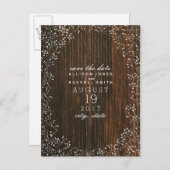Baby's Breath Barnwood Inspired Save The Date Announcement Postcard (Front/Back)