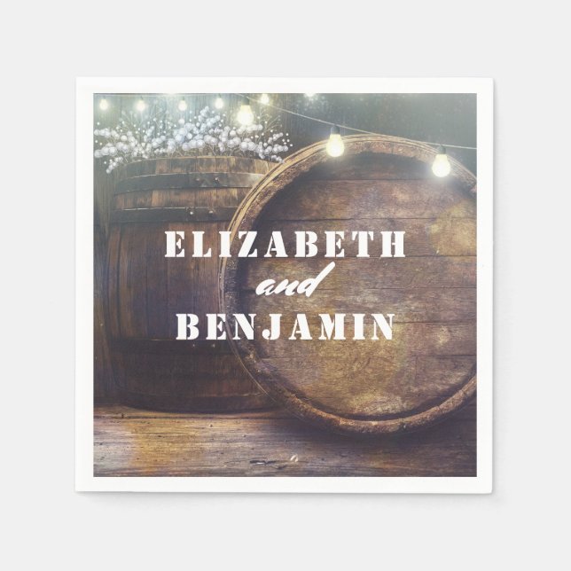 Baby's Breath Barrel Rustic Country Wedding Napkins (Front)