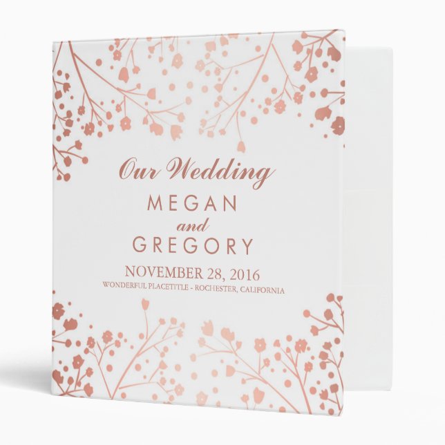 Baby's Breath Blush and White Wedding 3 Ring Binder (Front/Inside)