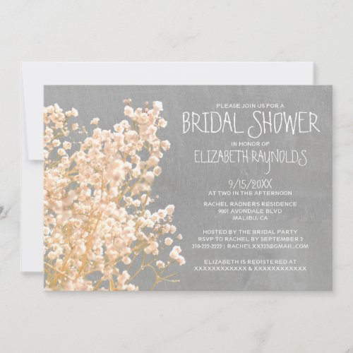 Baby's Breath Bridal Shower Invitations