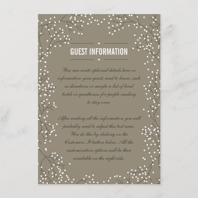 Baby's Breath Brown Wedding Insert Card (Front)