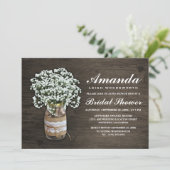 Baby's Breath Burlap Bridal Shower Invitations (Standing Front)
