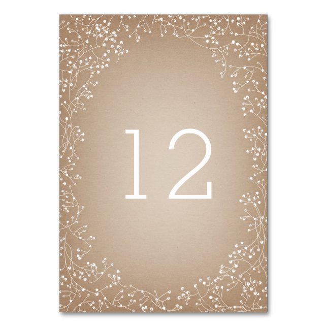 Baby's Breath Card Stock Inspired Table Number (Back)